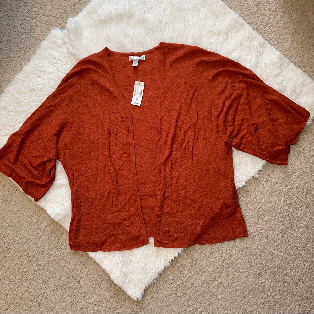 Dress barn cardigan open short sleeve  lightweight boho summer dolman sleeve